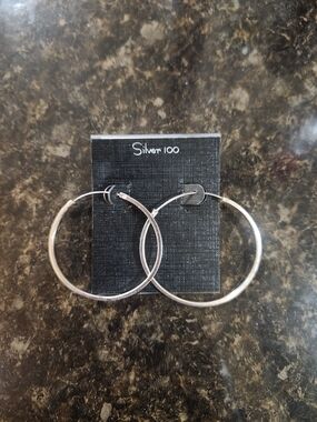 Silver 100 Smooth Silver Hoop Earrings